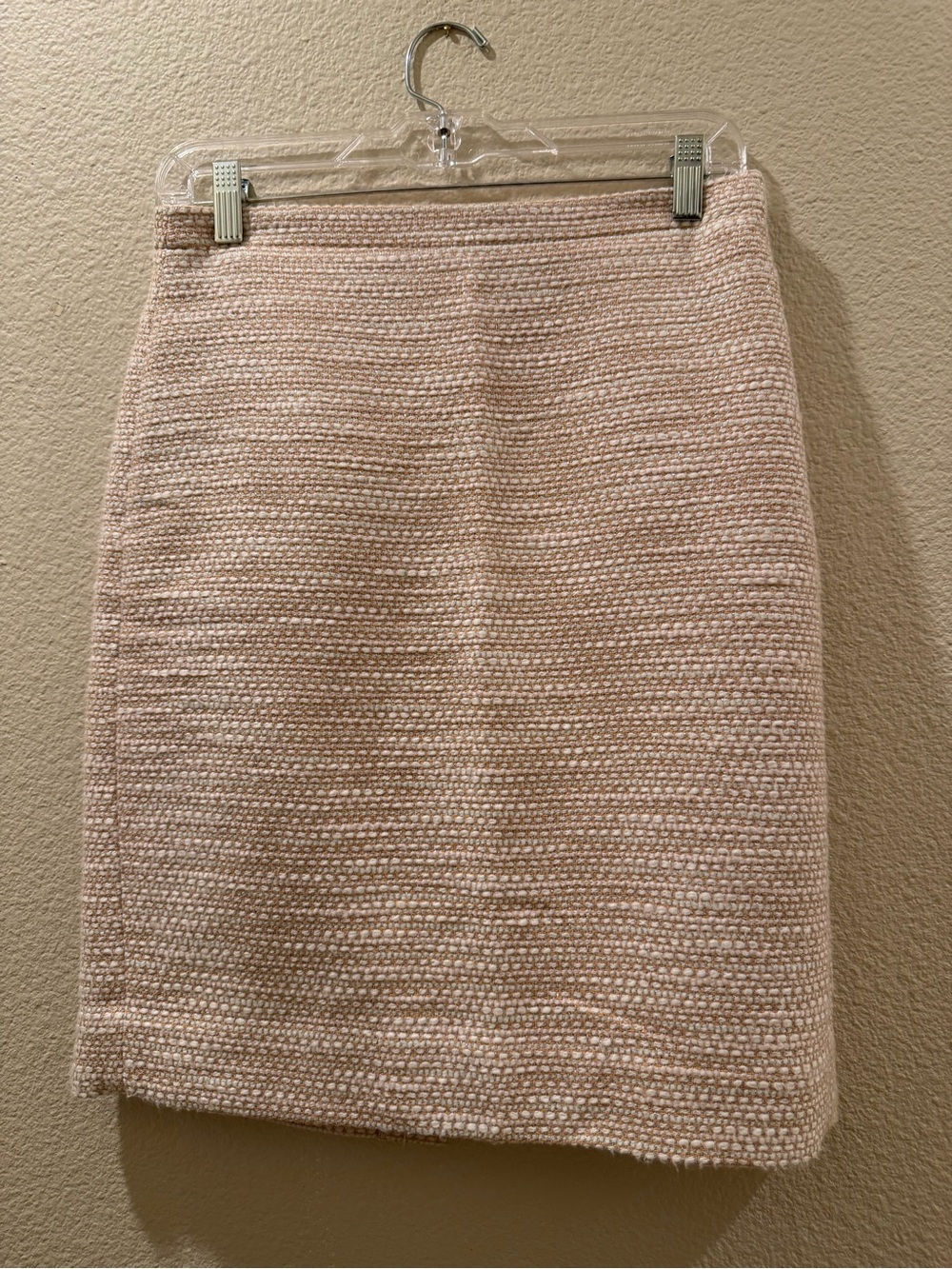 J.Crew Pink Cream Textured Tweed Pencil Skirt Size 4